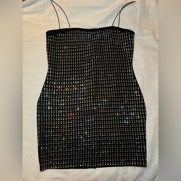 Fashion Nova Black and Silver Embellished Bodycon Dress |1X | nwt - Picture 3 of 7